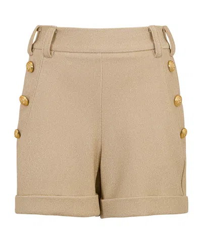 Balmain Belt Loop Shorts In Nude