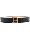 Balmain Black Smooth Calfskin B-belt Belt
