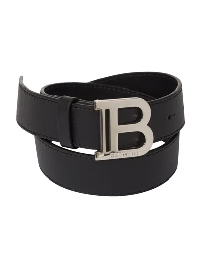 Balmain Belt With Logo In Metallic