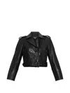 Balmain Collared Long-sleeved Leather Jacket In Black