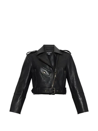 BALMAIN BELTED BIKER JACKET