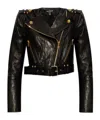 Balmain Belted Biker Jacket In Black