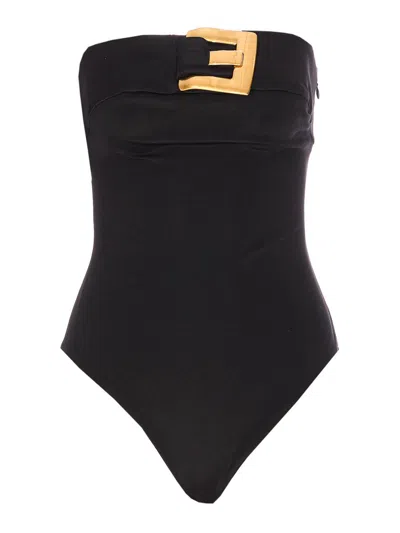 Balmain Belted Bustier Body In Black