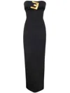 Balmain Belted Bustier Compact Jersey Long Dress Clothing In Black