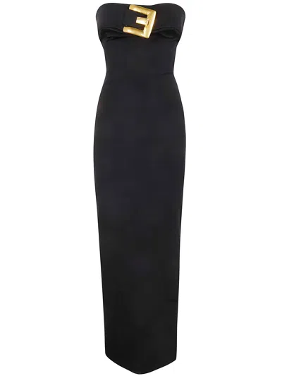 BALMAIN BALMAIN BELTED BUSTIER COMPACT JERSEY LONG DRESS