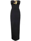 Balmain Belted Bustier Compact Jersey Long Dress Clothing In Black