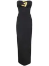 Balmain Belted Bustier Compact Jersey Long Dress Clothing In Black