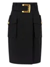 Balmain Structured Midi Wrap Skirt In Black