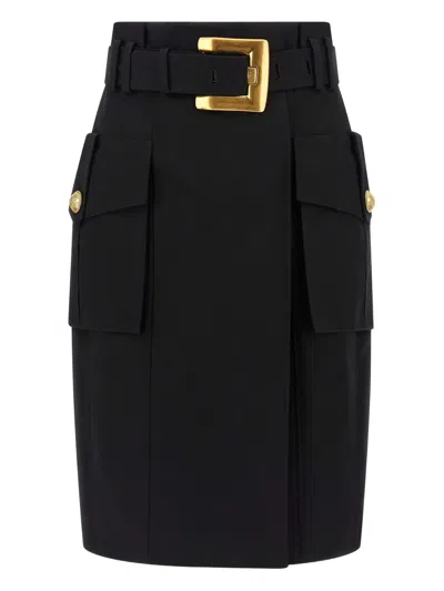 BALMAIN BELTED CARGO PENCIL SKIRT