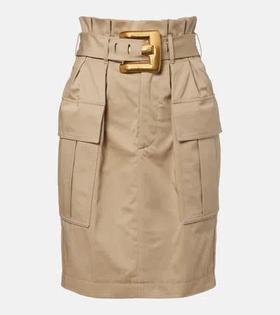 Balmain High Waist Mini Skirt Belted Large Buckle In Animal Print