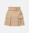 Balmain Cotton Gabardine High-waist Mini Skirt In Neutral