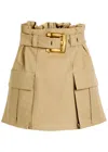 Balmain Gabardine Mini Skirt With Gold-tone Hardware In Gray