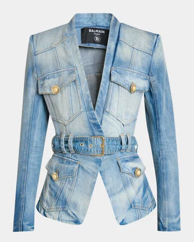 BALMAIN BELTED DENIM JACKET