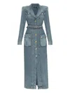 Balmain Belted Denim Maxi Dress