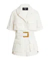 Balmain Belted Denim Playsuit In White