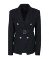 Balmain Belted Double-breasted Blazer In Black