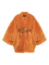 Balmain Belted Fur Coat In Animal Print