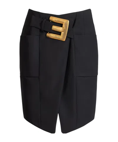 Balmain Buckled Wrap Mini Skirt In Multi
