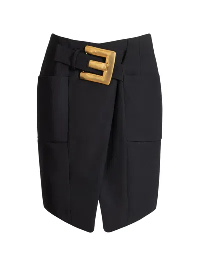 Balmain Belted Grain De Poudre Skirt In Multi