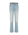Balmain Belted High-rise Cropped Jeans In Gray