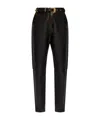 Balmain High Waist Tapered Leg Leather Pants In Black