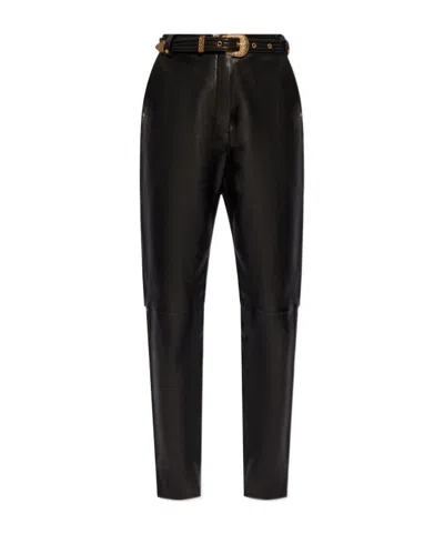 BALMAIN BALMAIN HIGH WAIST TAPERED LEG LEATHER PANTS
