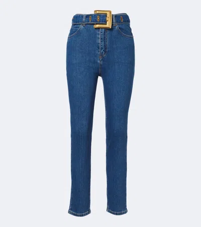 Balmain Belted High-rise Cropped Jeans In Multi