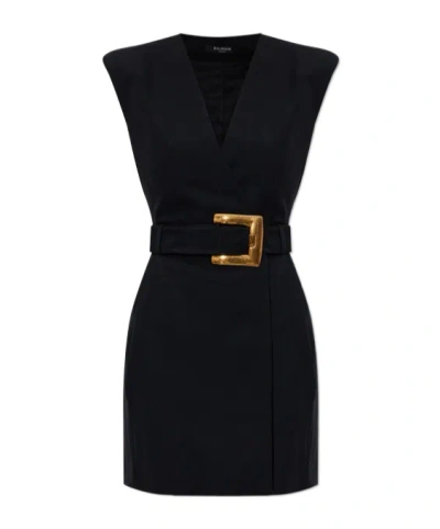 BALMAIN BALMAIN BELTED KNITTED DRESS