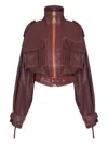 Balmain Belted Lambskin Jacket In Red