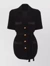 Balmain Belted Lapel Collar Shirt Pockets In Black