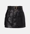 Balmain Lambskin Belted Mini Skirt