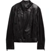 Balmain Belted Lightweight Lambskin Leather Biker Jacket In Black