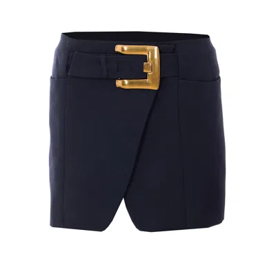 Balmain Belted Mini Skirt In Blue