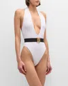 BALMAIN BELTED ONE-PIECE SWIMSUIT