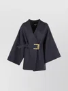 Balmain Belted Oversized Coat Draped Back In Blue