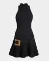 Balmain Knee Length Dress Pleated Skirt Buckle In Multi