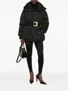 Balmain Belted Puffer Jacket In Black