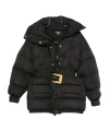 Balmain Belted Puffer Jacket In Black