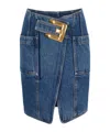 Balmain Short Denim Skirt With Belt In Blue