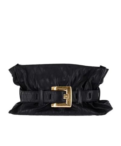 Balmain Belted Shoulder Bag In Black