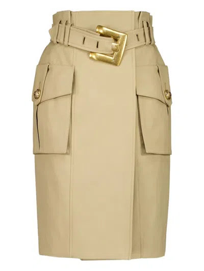 Balmain Belted Skirt In Neutral