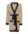 Balmain Belted Striped Cardigan In Nude
