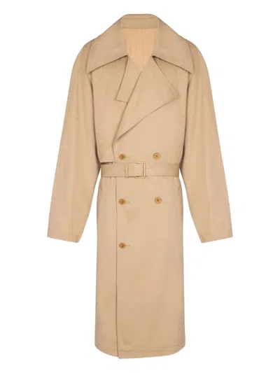 Balmain Belted Trench Coat In Brown