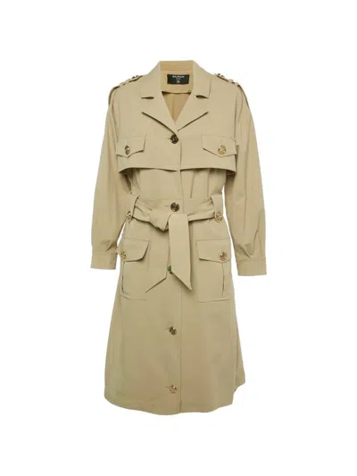 Pre-owned Balmain Belted Trench Coat In Neutral