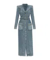 Balmain Denim Belted Maxi Dress