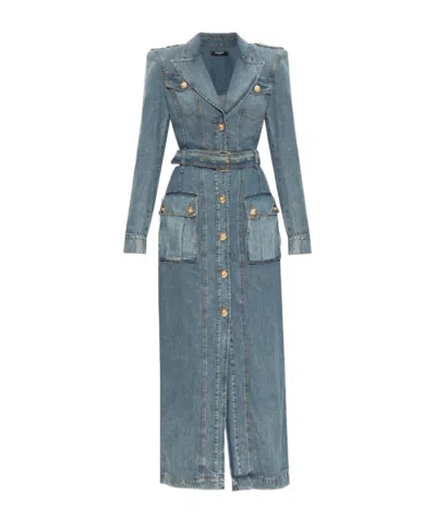 Balmain Long Sleeve Denim Dress