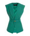 Balmain Belted-waist Sleeveless Jacket In Green