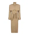 Balmain Embellished Belted Cotton-gabardine Trench Coat In Beige