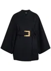Balmain Belted Wool And Cashmere-blend Wrap Coat In Blue