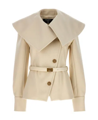 BALMAIN BALMAIN DOUBLE-BREASTED BUTTONED SHORT COAT